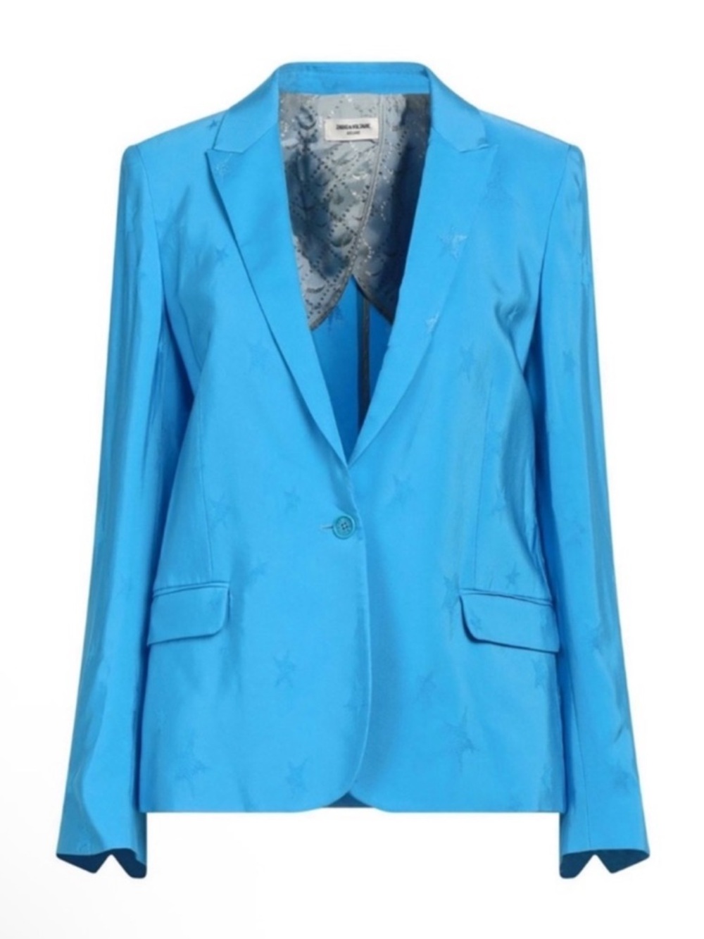 New! Zadig & Voltaire Blue Star Jacquard Blazer Tailored Jacket
